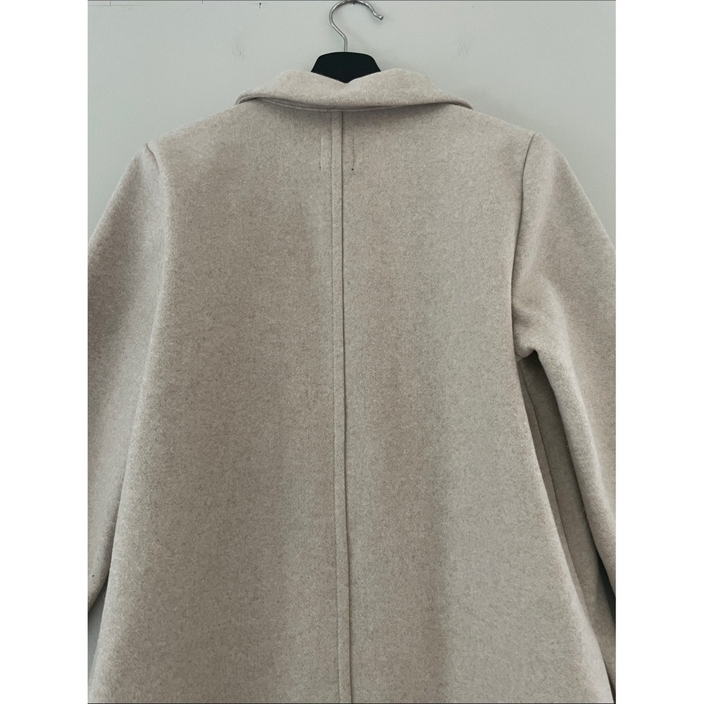 Zara Coat Oatmeal Beige Soft Marl Open Front Medium Longline Minimalist Jacket - Picture 12 of 15